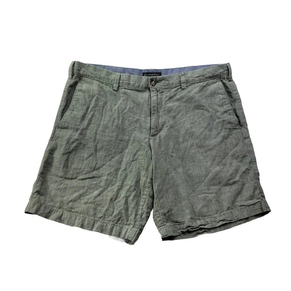Banana Republic Men 38 Gray Chambray Casual Chino Short Lightweight Pockets 8.5"
